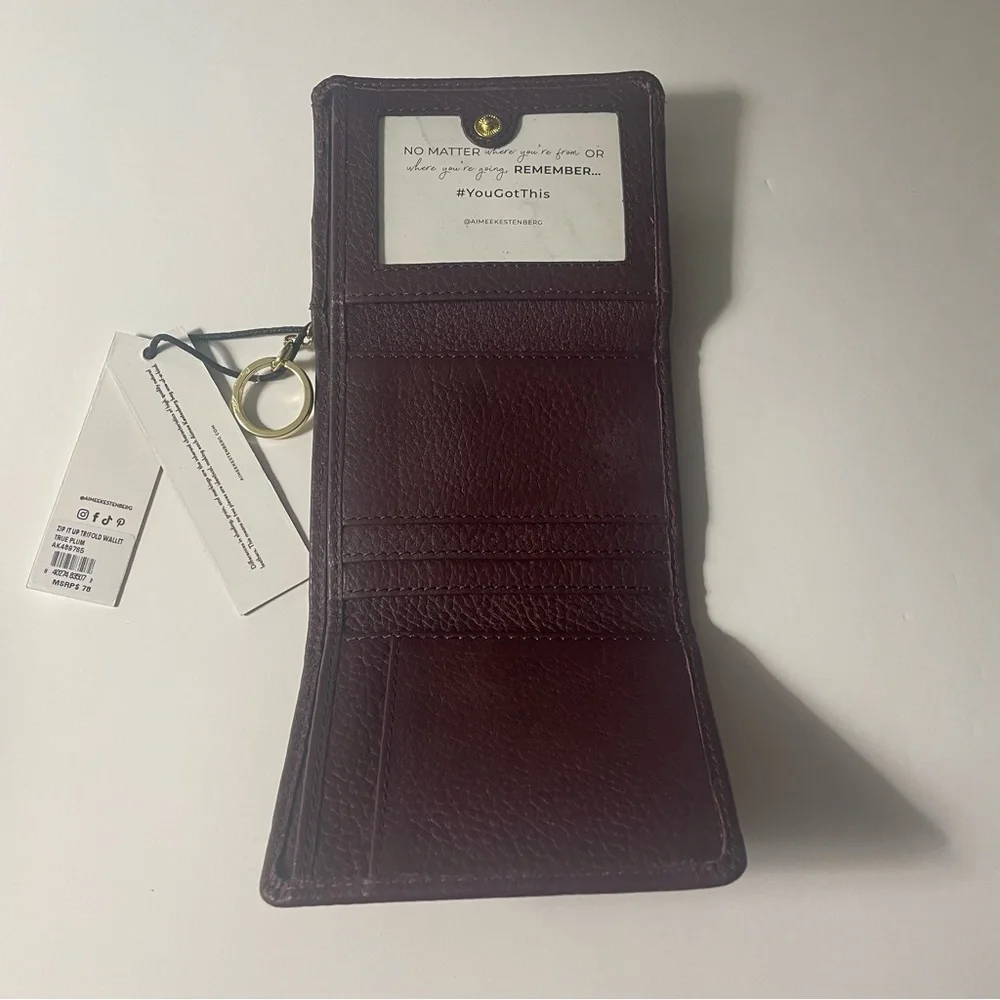 Aimee Kestenberg Zip It Up Trifold Leather Wallet in True Plum - Picture 5 of 13